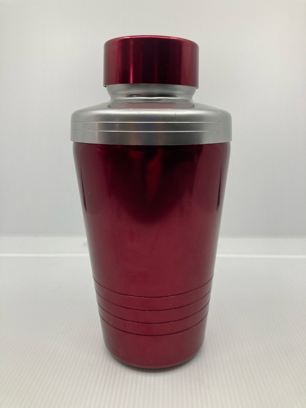 Vintage Mid-Century Red Anodized Aluminum Cocktail Shaker Retro Atomic Barware